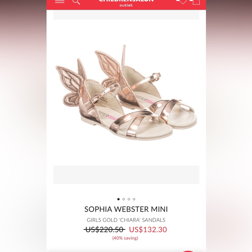 Sofia Webster Mini butterfly sandal in rose gold